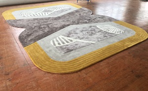 Alfombra moderna hecha a mano Capet para sala de estar, pila alta con patrón abstracto compuesto de algodón de lana de seda para oración de viaje en casa - Product Image 6