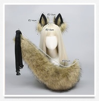 Ensemble de Masques et Accessoires de Scène pour Carnaval et Événements : Bandeau avec Oreilles et Queue de Loup/renard Synthétiques Épais et Longs, Personnalisables en Gros