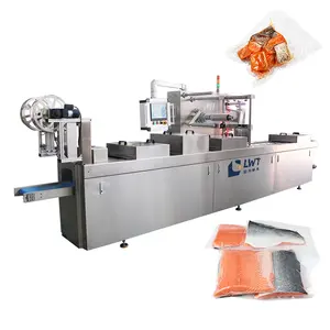Automatic Food Thermo Pack Machine Custom Mesin Pengepakan Kulit Vakum Fish Meat Thermoforming Skin Packaging machine