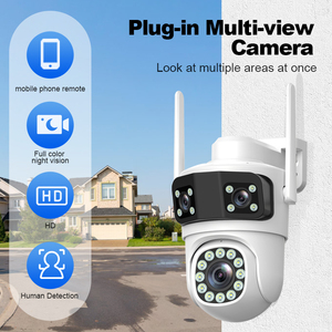 Kamera pengawas ptz 6MP tiga lensa tiga layar 4G rumah 3K UHD luar ruangan nirkabel wifi cctv Monitor keamanan kamera jaringan - Product Image 4