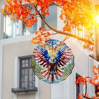 Luxe 12 pouces métal vent Spinner tortue cinétique Sculpture 3D acier fer suspendu décoration extérieur libellule jardin ornements