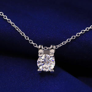 Tianyu Moissanite Solitaire Prong <b>Necklac</b> <b>Simple</b> and Stylish 925 Sterling Silver Plated with 18K Platinum - Product Image 2