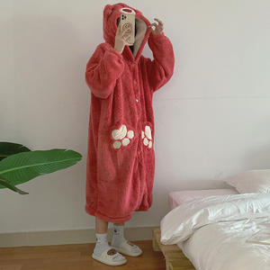 Bata de Baño Personalizada de Fábrica, Linda Bata de Baño Estampada para Adultos y Niños, <span class=keywords><strong>Pijama</strong></span> de Franela - Product Image 4