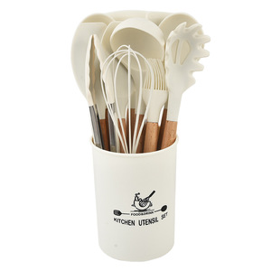 Ensemble d'ustensiles de cuisine en silicone Hotcustom de 12 pièces avec manche en bois, cuillère, brosse, spatules, logo personnalisé, ustensiles de cuisine résistants à la chaleur - Product Image 6