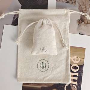 Pochette de rangement en coton biologique personnalisée, anti-poussière, avec cordon de serrage, pour colliers et montres - Product Image 1