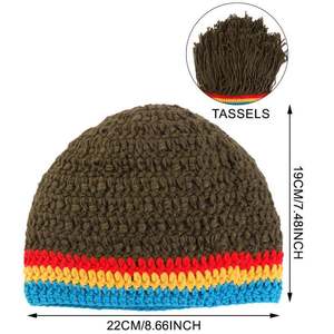 Bonnet unisexe en gros avec bande large colorée, style hip-hop, bonnet tricoté d'extérieur en acrylique, casquette d'hiver - Product Image 4