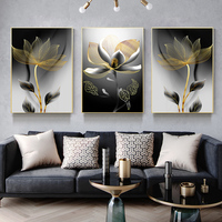 Moderne Luxe Cercle Feuille D'or Mur Art Cristal Porcelaine Nordique Affiches Image Toile mur art Verre Impression Peinture