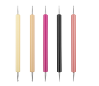Lot de 5 stylos à points pour ongles en plastique coloré, outils pour ongles, stylo à points pour ongles double face