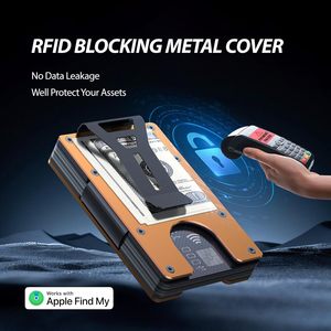 RFID блокирующий металлический алюминиевый кошелек минималистичный мужской держатель для кредитных карт со встроенным для Airtag трекер отслеживаемый кошелек - Product Image 4