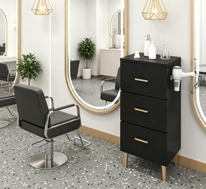 Meuble de Salon Professionnel avec 3 Tiroirs, Poste de Coiffure Moderne avec Support pour Sèche-Cheveux, Ensemble de Mobilier de Salon de Beauté - Product Image 6