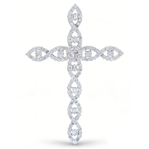 CUSTOM SILVER 10K/14K/18K GOLD PLATED LAB GROWN CVD DIAMOND CLASSIC ENGAGEMENT GIFT SWEATER <b>CHAIN</b> NECKLACE <b>CROSS</b> PENDANT - Product Image 1