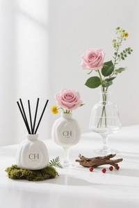C & H Personnalisé Unique <span class=keywords><strong>Calebasse</strong></span> En Forme <span class=keywords><strong>De</strong></span> Vase À Fleurs En Céramique Blanc Mat Parfum Reed Diffuseur Bouteille pour La Décoration Intérieure Bureau Décor - Product Image 2