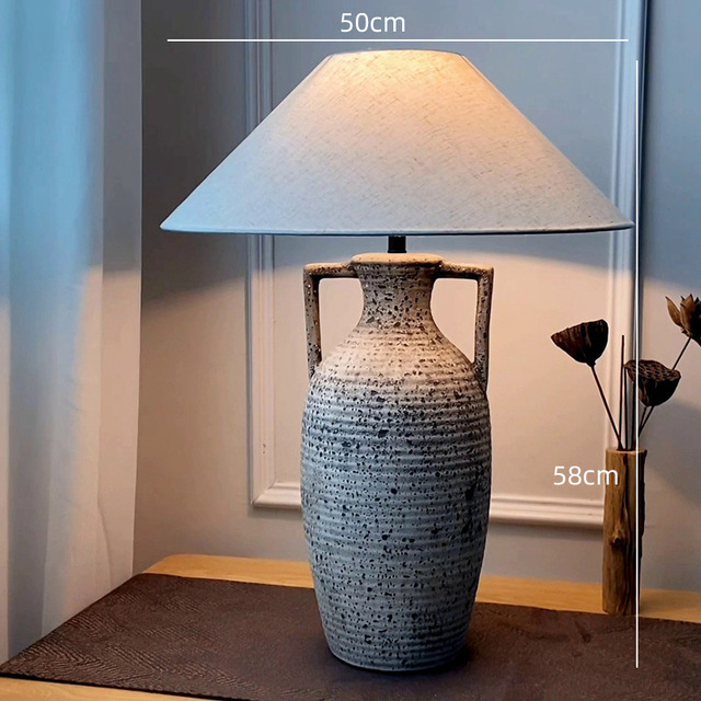 Creative Modern Handmade Ceramic Home Decoration Hotel Bedroom Porcelain Fabric Led Table Lamp