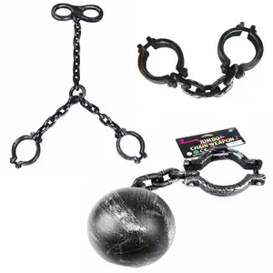 Halloween Party Decorations Plastic Handcuffs and Shackles Cast Acting Props for Prisoners Dress Iron Ball Shackles