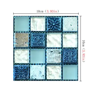 Azulejo de pared de mosaico de 10cm x 10cm, pegatinas de azulejo autoadhesivas, azulejo de pelar y pegar, bricolaje, cocina, baño, hogar, pegatina de pared