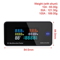 DC 0-200V Voltmeter Ammeter KWS Power Energy Meter LED Digital DC Wattmeter Electric Meter with Reset Function 0-100A