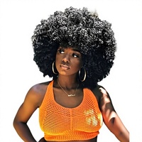 Perruque africaine à petites boucles volumineuses, style afro européen-américain, cheveux synthétiques courts ou longs bouclés, postiche fabriqué à la machine, coupe bob droite