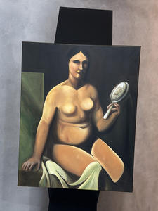 Dipinto Astratto Personalizzato di Donna Seduta Nuda, Decorazione Murale, Dipinti di Nudi - Product Image 3