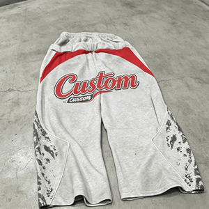 Streetwear Double Waistband Casual <b>Pants</b> 100%Cotton Print Mens Oversized Vintage <b>Pants</b> - Product Image 3