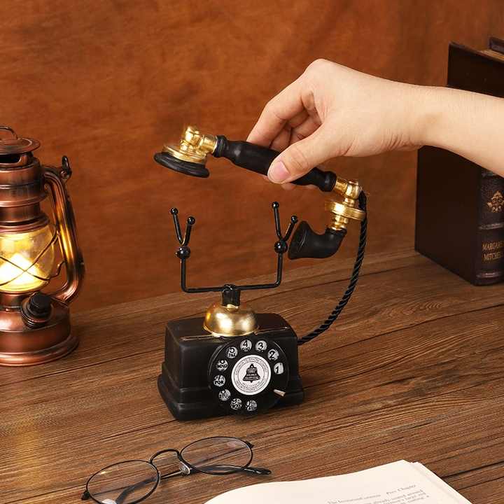 Antico Vintage Tecnologia Vecchio Telefono Fisso/Ricomposizione Vivavoce Ruota Il quadrante Telefono con Linea rotativa (Nero