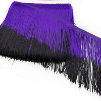 Frange en nylon à double fil épaissie de 20 cm (8 pouces) bicolore, douce, en chaînette, pour costumes de danse latine - Vente en gros