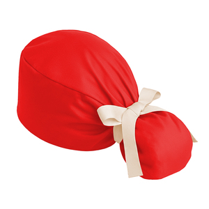 Chapeaux médicaux rouges pour femmes en polyester et élasthanne, bonnets médicaux pour infirmières, doublure en satin, cheveux longs, réglable, queue de cheval de travail - Product Image 6