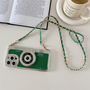 IVANHOE Étui de téléphone à sangle de caméra stéréo rétro de luxe adapté à l'<span class=keywords><strong>iPhone</strong></span> 15 14 Plus 13 12 <span class=keywords><strong>11</strong></span> <span class=keywords><strong>Pro</strong></span> Max Étui de téléphone à motif en <span class=keywords><strong>cuir</strong></span> - Product Image 3