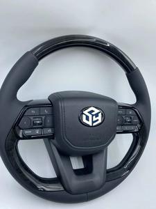 Volant <span class=keywords><strong>sport</strong></span> GR en cuir pleine fleur pour Toyota Land Cruiser LC79 LC76 LC70 LC300 2008-2021, boutons noirs, carbone - Product Image 6