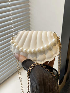 Nouveau sac à main en cuir PU tendance pour femme, forme de coquille, sac à bandoulière, sac à main mignon avec chaîne de perles - Product Image 3