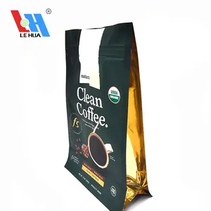 Flat Bottom Pouch Food Grade Laminated Gusset Packaging Stand Up Zip Lock Plastic Bags With Zipper