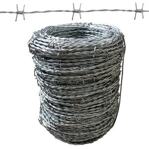 Alambre de Púas Moefuffir de 328 pies, Calibre 15, Alambre de Cerca de 4 Puntas, Acero Aleado, Plateado Pulido - Product Image 1