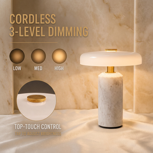कॉर्नलेस संगमरमर के नेतृत्व वाले टेबल लैंप टच dimmable रिचार्जेबल लक्जरी डेस्क लाइट बिस्तर के लिए - Product Image 4