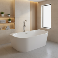 Baignoire ovale autoportante de luxe moderne en acrylique MW-817, design écologique, fonction de trempage, combo massage et drain, pour villas