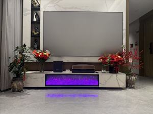 Nuevo Mueble de TV Minimalista Italiano de Lujo Ligero y Moderno 2026 al por Mayor con <span class=keywords><strong>Chimenea</strong></span> Decorativa de Calefacción de Mármol Blanco - Product Image 3