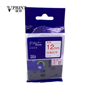 Ruban adhésif laminé TZE-232 12 mm (0,47 po) rouge sur blanc pour imprimante d'étiquettes <span class=keywords><strong>Brother</strong></span> <span class=keywords><strong>P</strong></span>-<span class=keywords><strong>touch</strong></span> GL-100 <span class=keywords><strong>PT</strong></span>-1000 <span class=keywords><strong>PT</strong></span>-1010 <span class=keywords><strong>PT</strong></span>-1090 – Original - Product Image 1