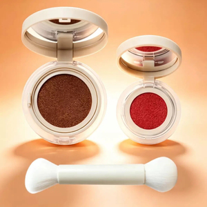 Ensemble de pinceaux de maquillage YRX beige à double embout, mini-set de voyage, haute qualité, pour blush, visage, base, kit de pinceaux de maquillage, cosmétiques - Product Image 4