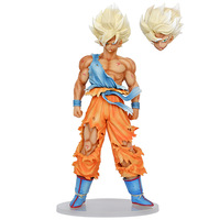 Offre Spéciale 44cm Anime DBZ Goku Action Figure Goku Remplaçable Deux Têtes Statue PVC Modèle Jouet pour Cadeaux