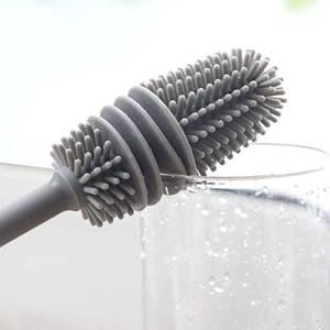 Silicone Cup Brush Artifact Long Handle Gaps Bristles Baby Bottle Brush Cleaning and Scrubbing Water Cup Thermos Cup