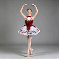 Costumes de compétition de ballet professionnels pour enfants, jupes à volants roses, robes longues, 100% polyester, vêtements de danse de scène