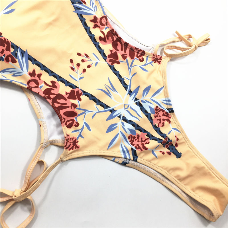 Wholesale 2021 Multi-binding belt fashion printed swimsuit beach wear