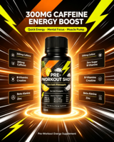 En stock – Shot pré-entraînement à marque privée 50 ml, saveur ananas et sel marin, sans sucre, supplément énergétique liquide, 300 mg de caféine