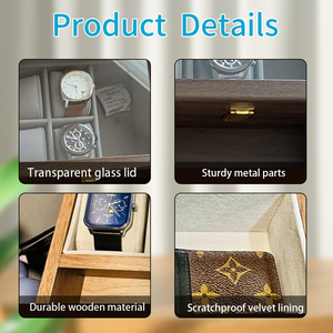 Organisateur de boîte de montre de luxe en bois naturel à 2 niveaux pour hommes avec porte-montre et tiroir, cadeau pour hommes - Product Image 5