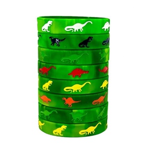 Chinese Factory Custom Jurassic World Embossed Silicone Wristband Kids Dinosaur School Activity <b>Present</b> Silicone Bracelet - Product Image 1