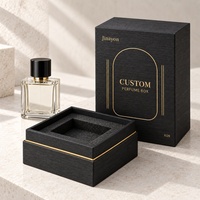 Boîte à parfum rigide avec couvercle, en papier texturé noir K09, avec logo personnalisé, nouvelle, 10x10x14cm, insert en mousse surélevé, finition dorée brillante