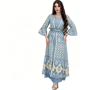 <span class=keywords><strong>Robe</strong></span> longue musulmane décontractée et élégante, <span class=keywords><strong>robe</strong></span> d'été en <span class=keywords><strong>mousseline</strong></span> imprimée du Moyen-Orient et d'Afrique, respirante et à manches courtes - Product Image 4