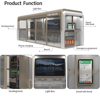 Abri de bus intelligent multifonctionnel et créatif, climatisé, en acier galvanisé, alimenté à l'énergie solaire, de taille personnalisée, avec toilettes et éclairage LED, pour Dubaï