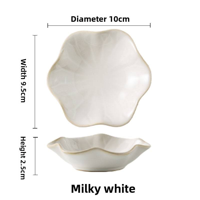 Wave-edge - Glazed variation dish, white color uniform