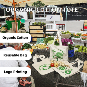 Promotional Custom Grocery Vegetables Supermarket Packaging Organic Recycled Cotton Canvas Tote <b>Shopping</b> Bag Letter <b>Small</b> Size - Product Image 2
