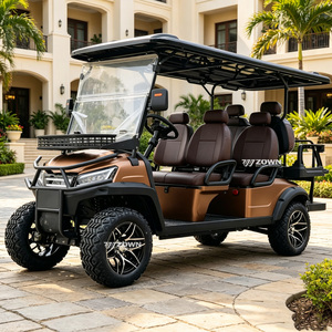 Carrito de Golf Eléctrico de 4 Plazas con Amplio Espacio para las Piernas, Asientos Acolchados Suaves y Conducción Suave con Amortiguación para Resorts - Product Image 1