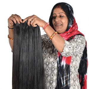 Extensiones de cabello humano de templo indio Virgen sin procesar de proveedor al por mayor, cutícula alineada, mechones rectos, cabello humano estilo - Product Image 1